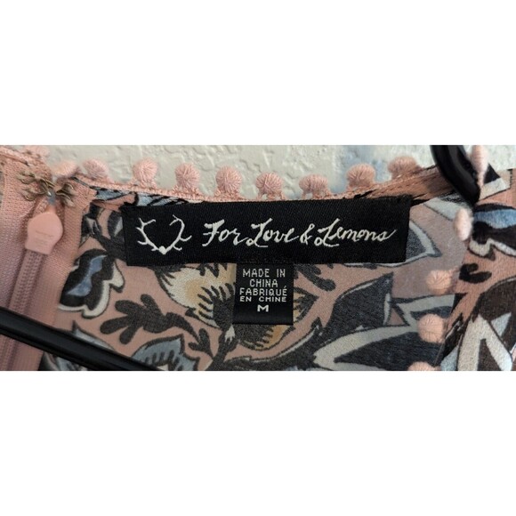 For Love & Lemons Gracie Maxi Dress Women's Size Medium Nude Floral Lined Dress - Picture 2 of 6